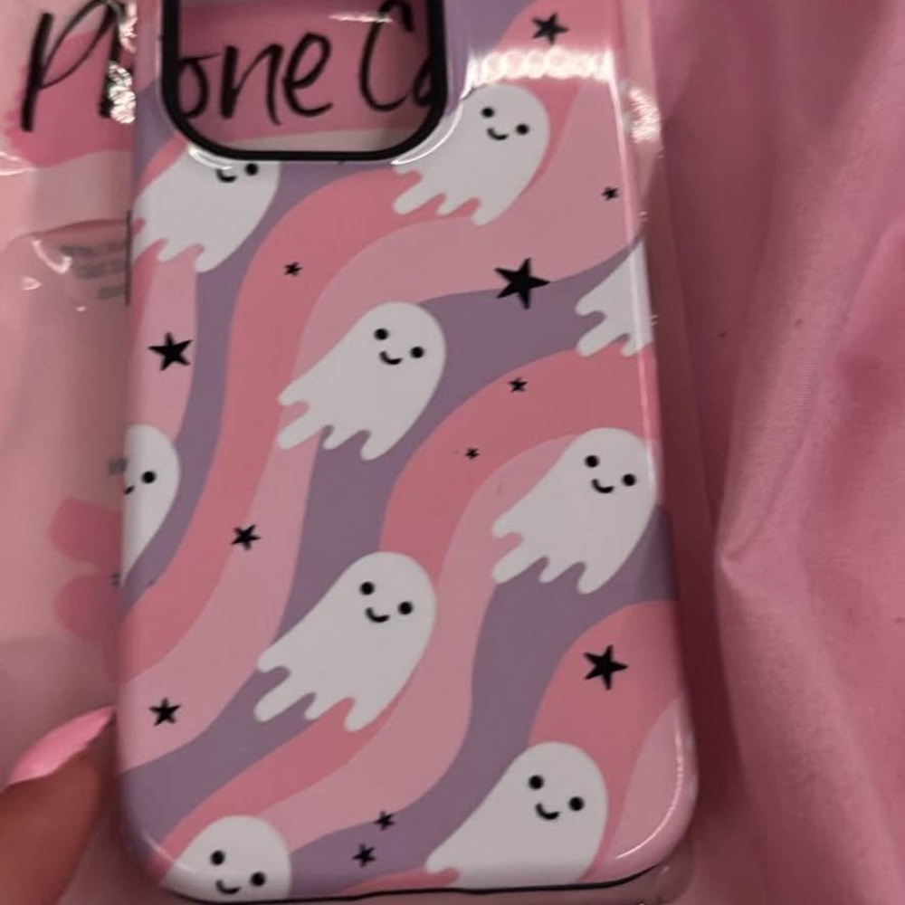 Pink and Purple Ghost Pattern Silicone Phone Case